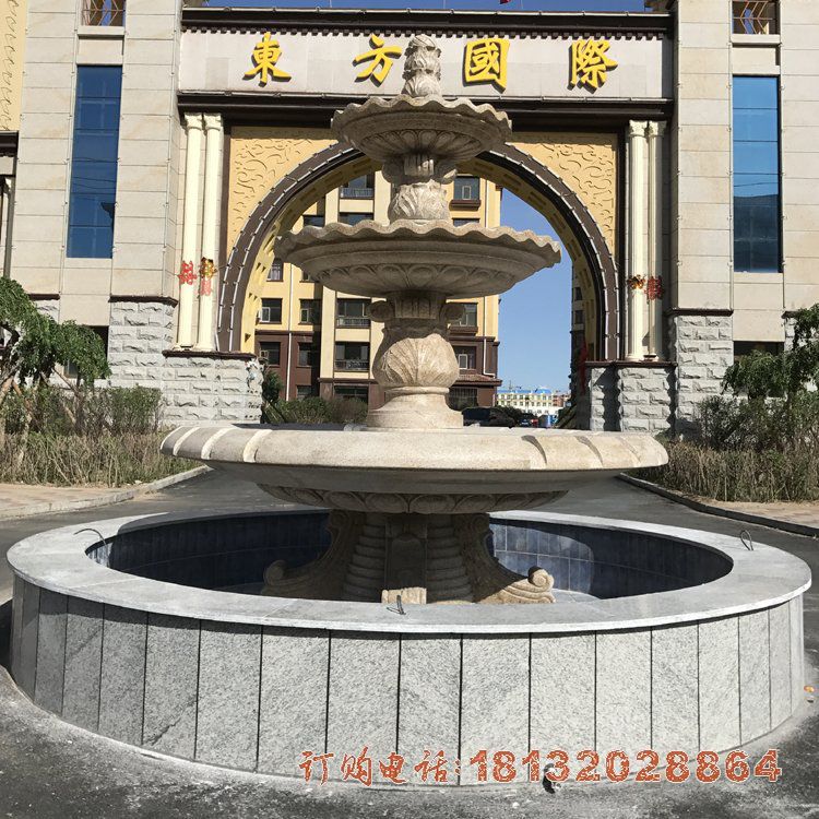 小区三层欧式喷泉石雕