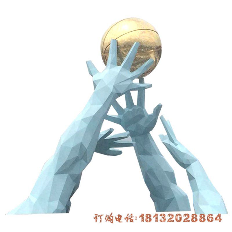 城市不锈钢打篮球雕塑