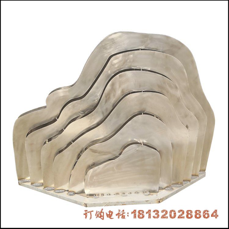 小区不锈钢切片假山雕塑