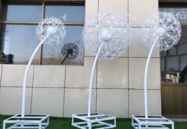 小区不锈钢仿真蒲公英雕塑