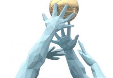 城市不锈钢打篮球雕塑