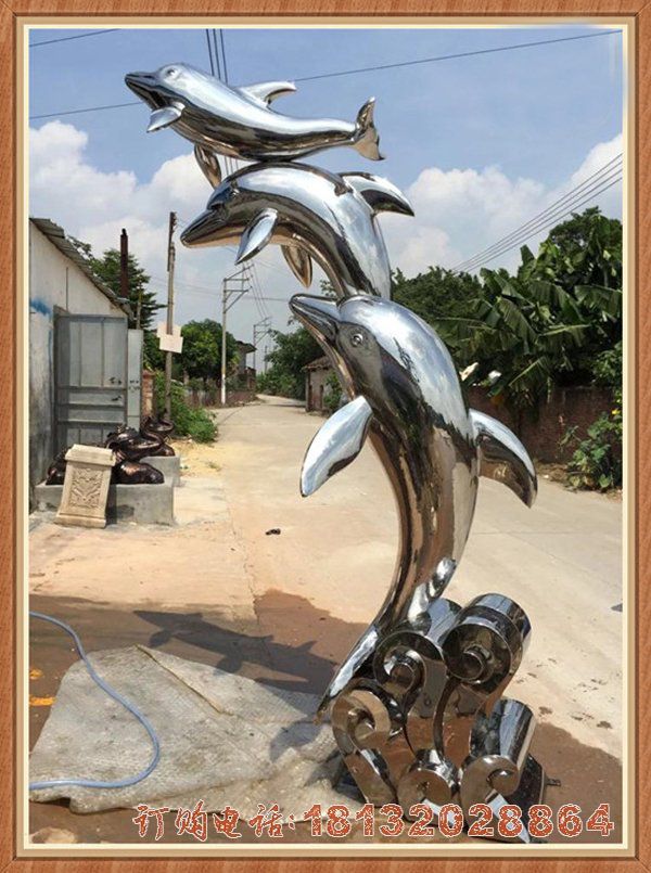 公园不锈钢动物海豚雕塑
