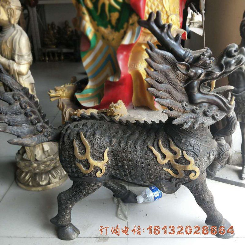 门口镇宅麒麟铜雕