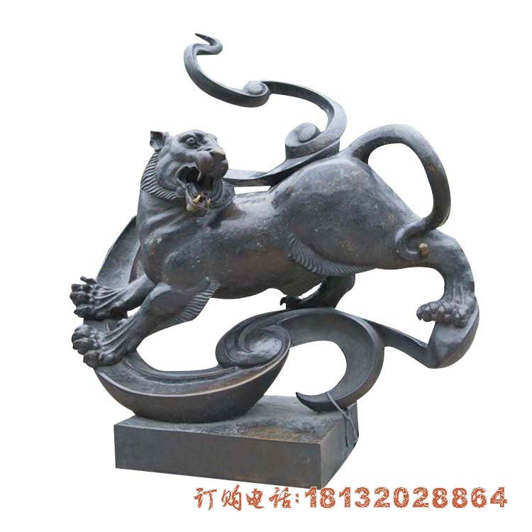 公园十二生肖动物白虎铜雕