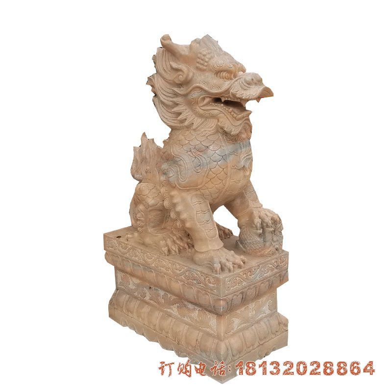 晚霞红镇宅石雕麒麟