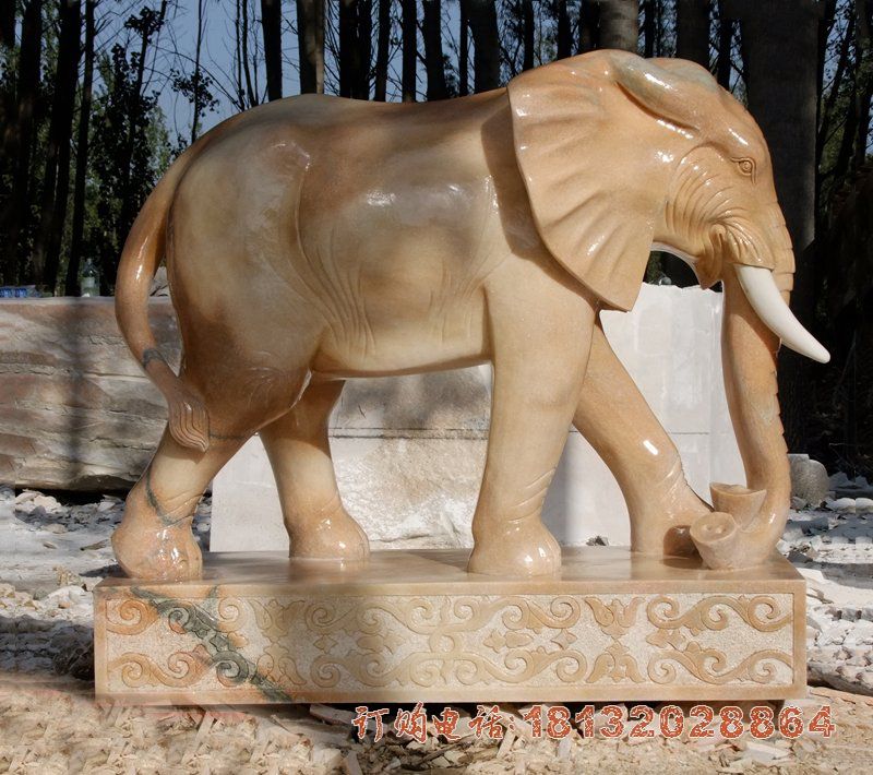 门口镇宅招财大象石雕