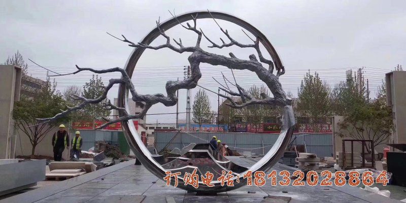 小区不锈钢假山树枝雕塑