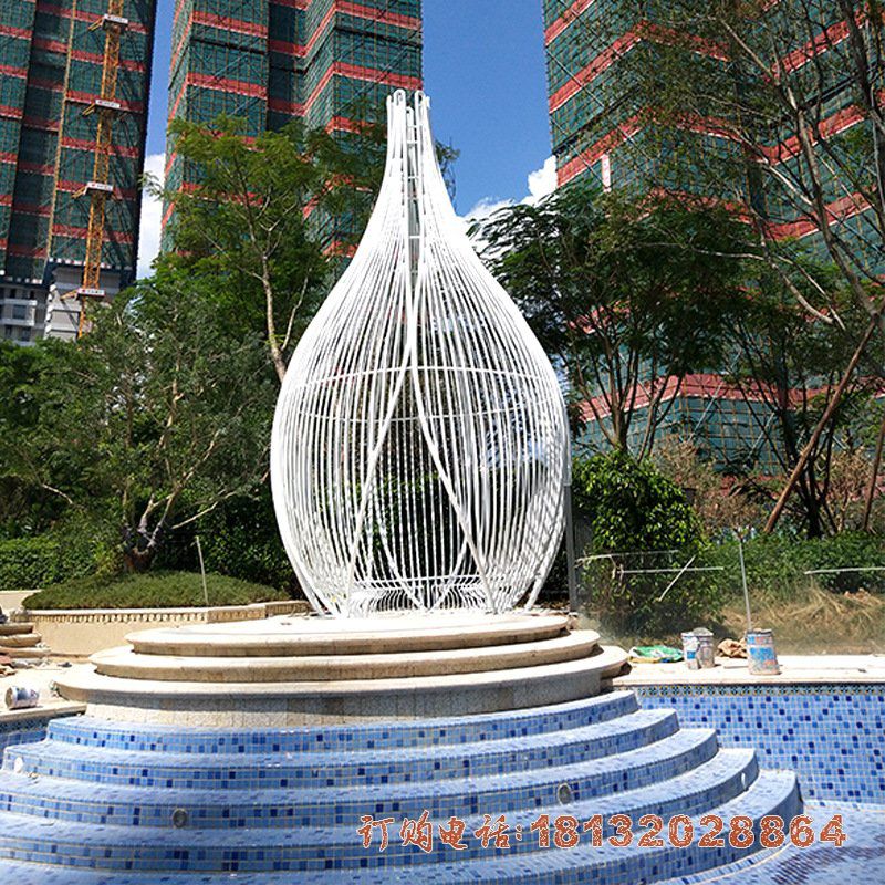 小区不锈钢编织花苞雕塑