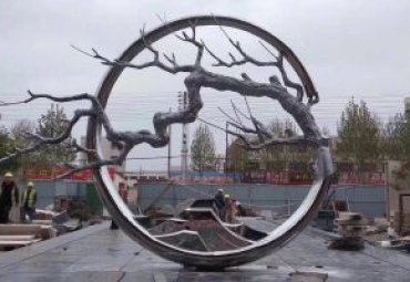 小区不锈钢假山树枝雕塑