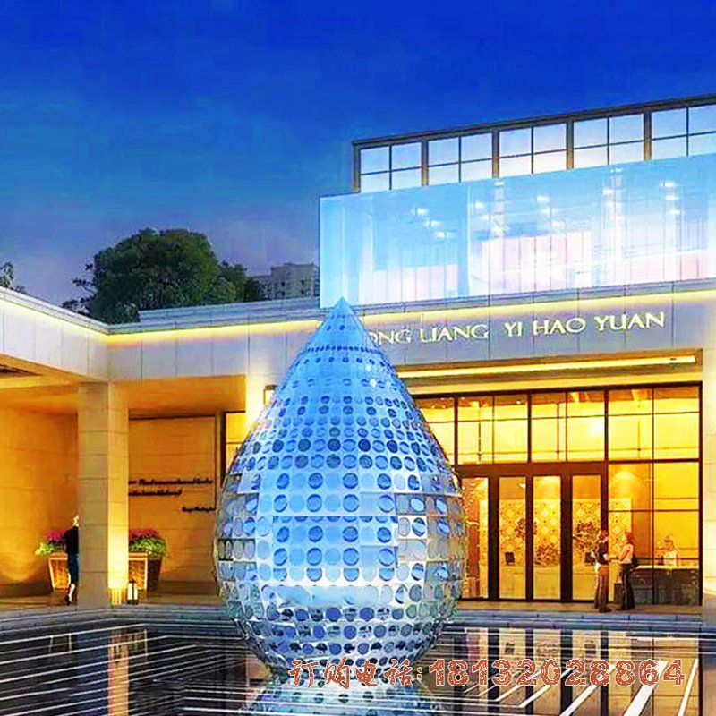 城市不锈钢水景镂空水滴雕塑