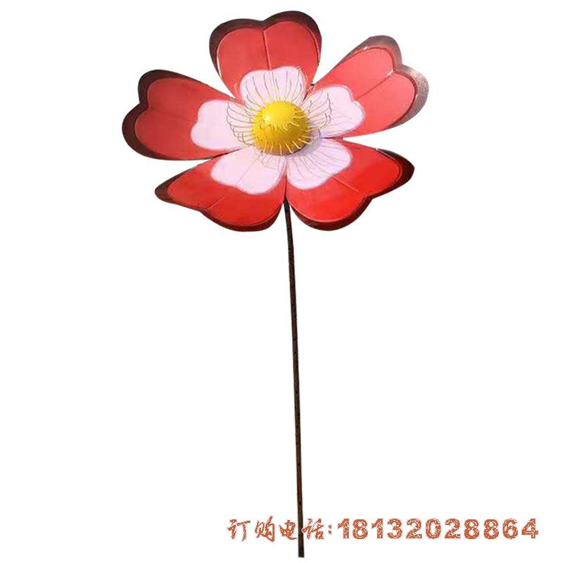 城市不锈钢桃花造型路灯雕塑