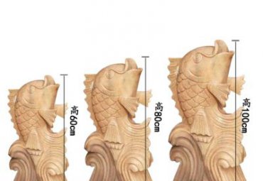 小区晚霞红鲤鱼石雕
