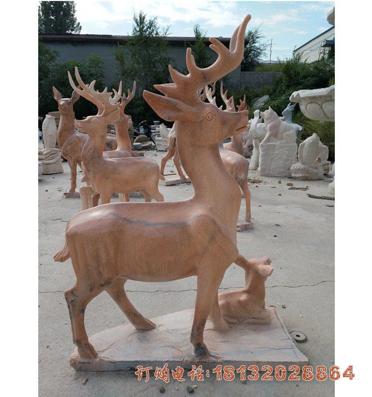小区石雕梅花鹿