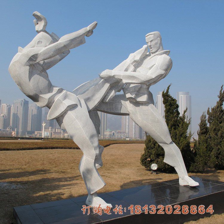 不锈钢武术比赛人物雕塑
