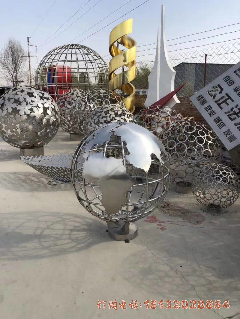 企业不锈钢小型地球仪雕塑