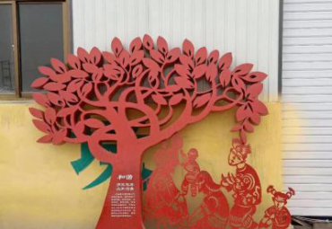 不锈钢孝道主题剪纸人物