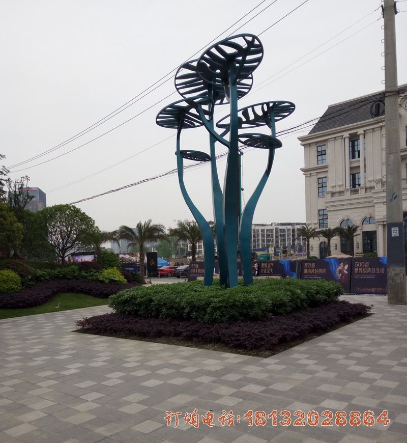 不锈钢抽象树雕塑 小区景观雕塑