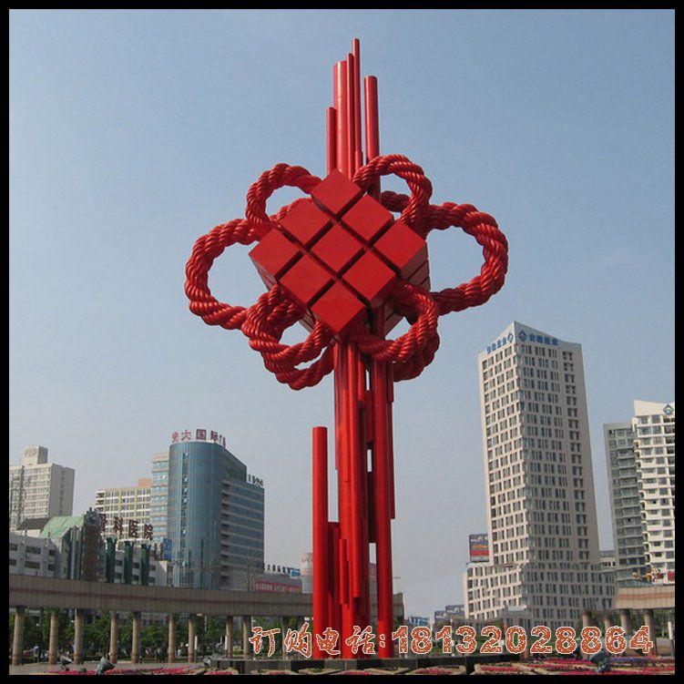 城市不锈钢大型中国结雕塑