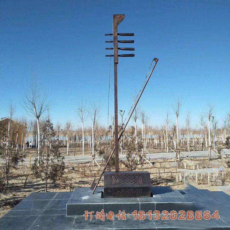公园抽象二胡乐器铜雕