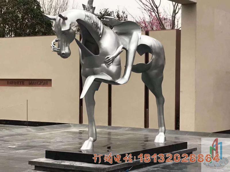 不锈钢抽象人骑马雕塑