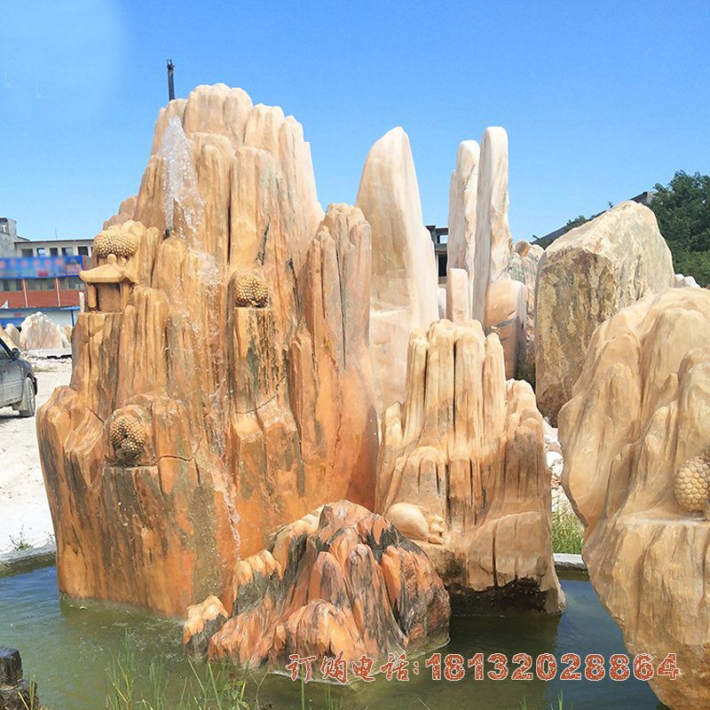 大理石假山   石雕公园景观摆件 (5)