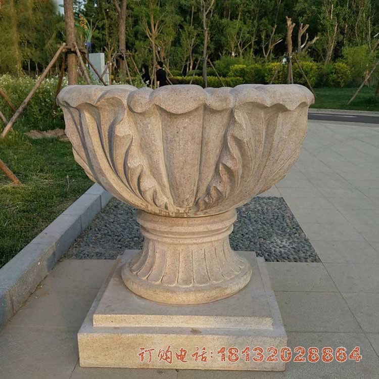 大理石欧式花钵，小区花盆石雕
