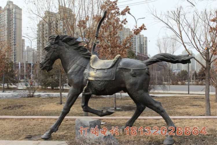 奔跑的马铜雕，小区动物铜雕 (2)