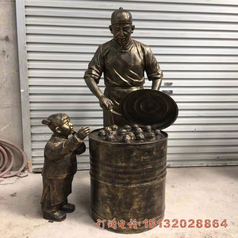 卖生煎包人物铜雕
