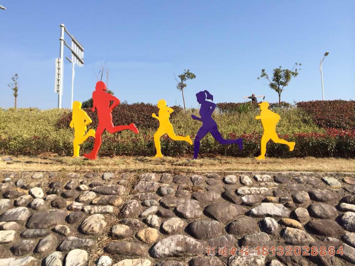 不锈钢抽象跑步人物，公园抽象人物雕塑