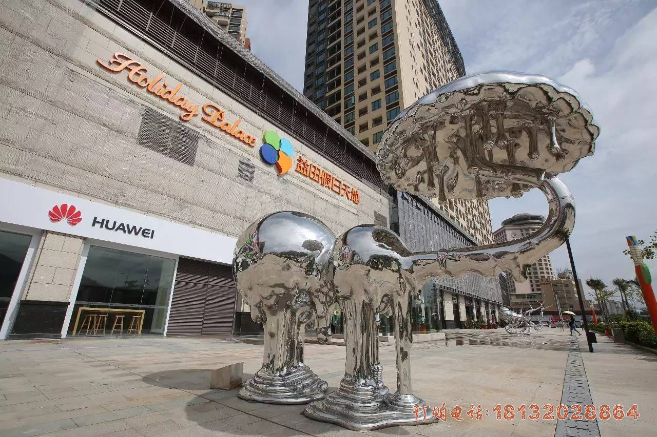 不锈钢抽象喷水大象 商场门前景观雕塑