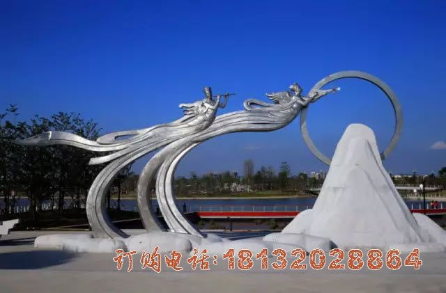 不锈钢奔月的仙女雕塑 广场不锈钢雕塑