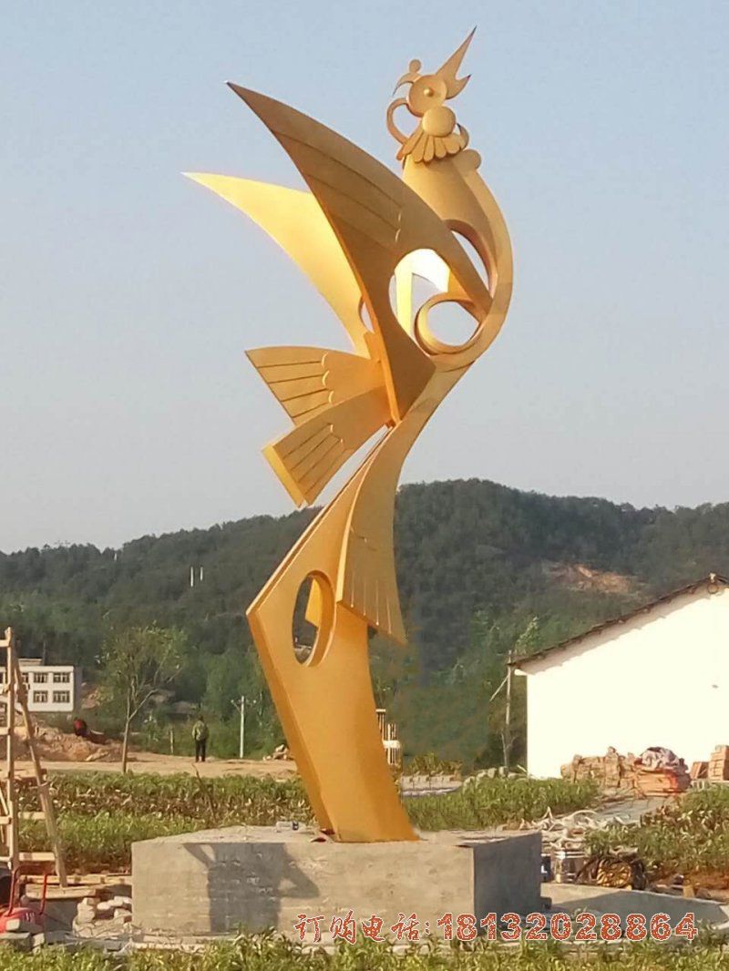 湖北麻城企业广场 不锈钢凤凰(6)