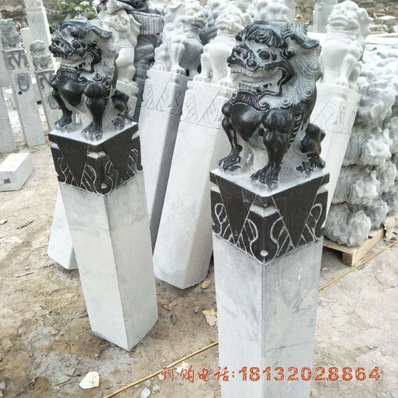仿古狮子拴马桩雕塑