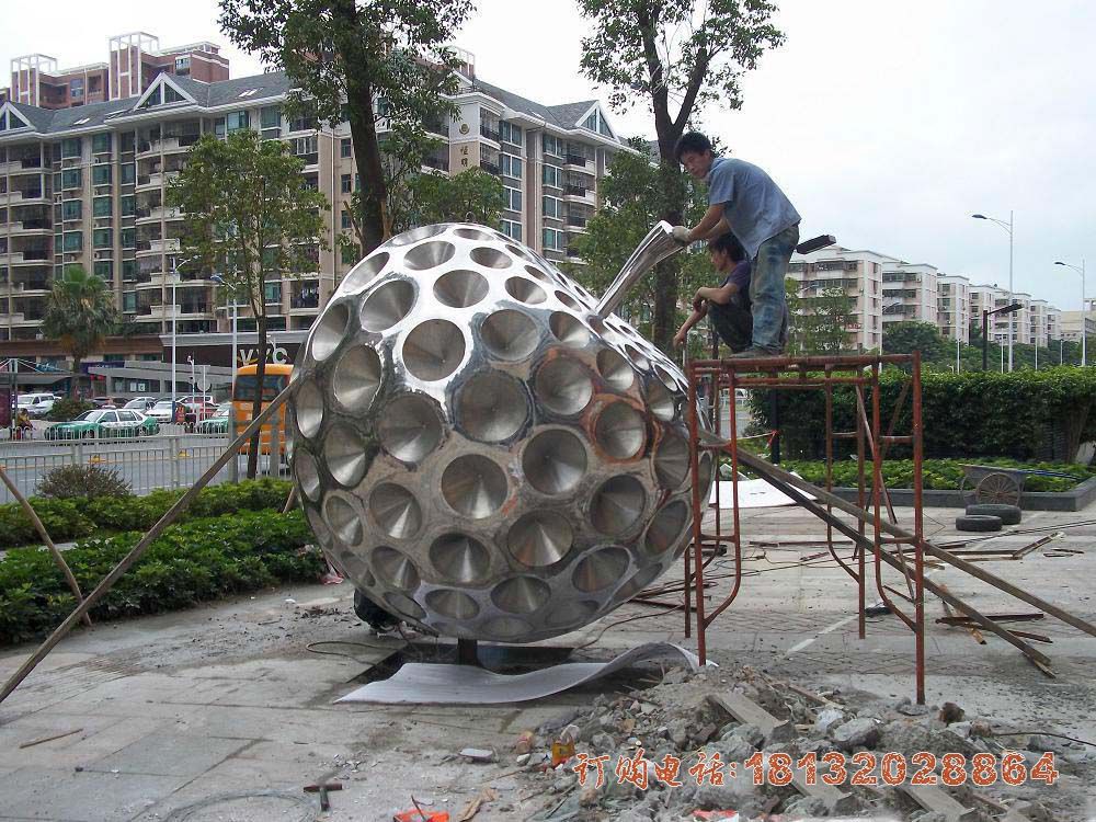 不锈钢抽象苹果 街边景观雕塑