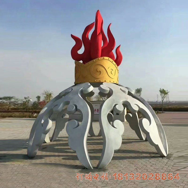 广场不锈钢祥云火炬雕塑
