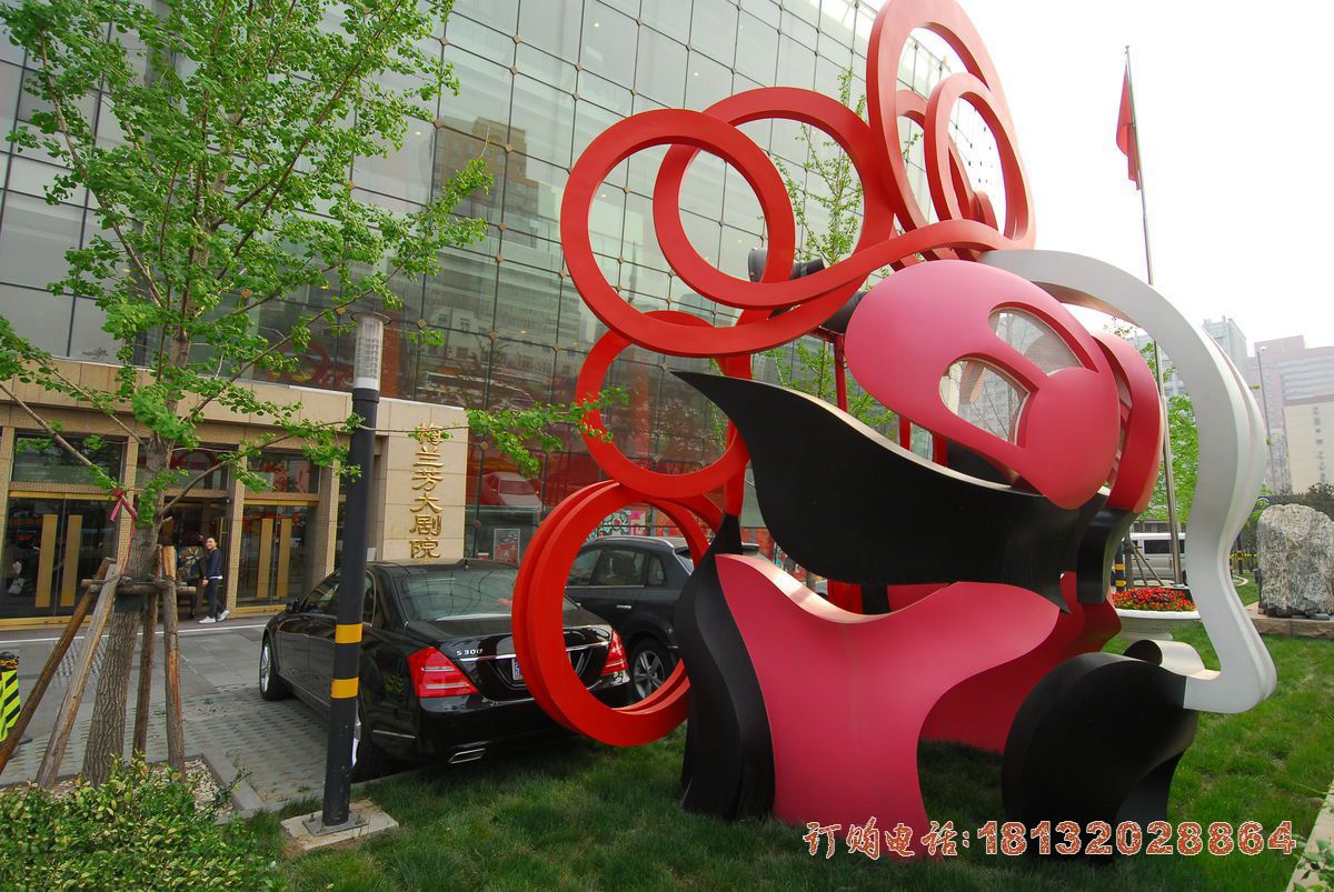 不锈钢彩绘脸谱 街边景观雕塑 (2)