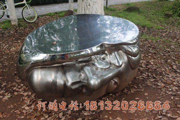 不锈钢抽象人脸座椅，公园不锈钢雕塑