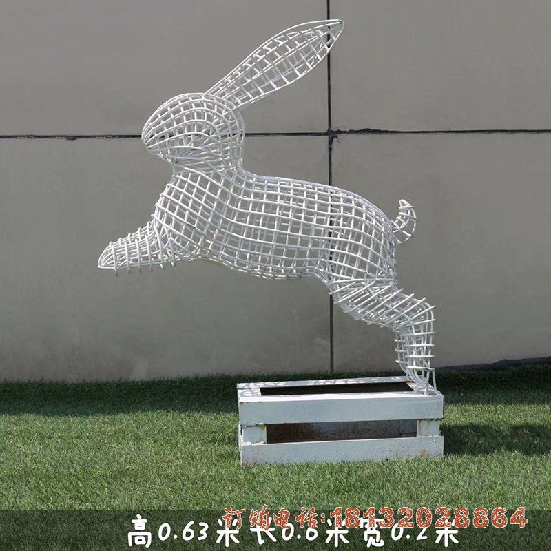 各种姿势镂空兔不锈钢雕塑 (4)