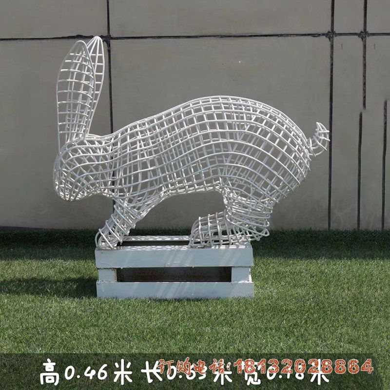 各种姿势镂空兔不锈钢雕塑 (3)