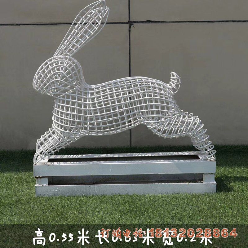 各种姿势镂空兔不锈钢雕塑 (2)