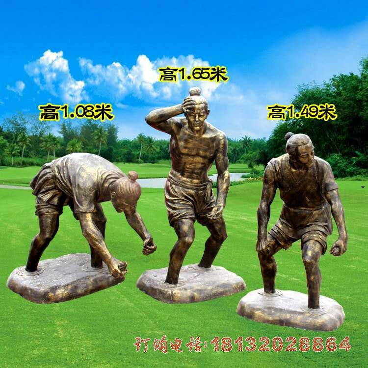 插秧的古代人物铜雕，古代农耕人物铜雕 (2)