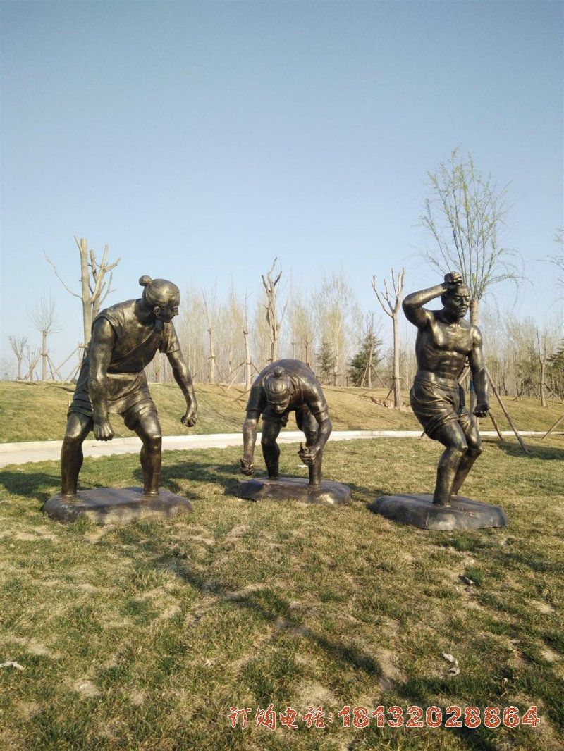 插秧的古代人物铜雕，古代农耕人物铜雕 (3)