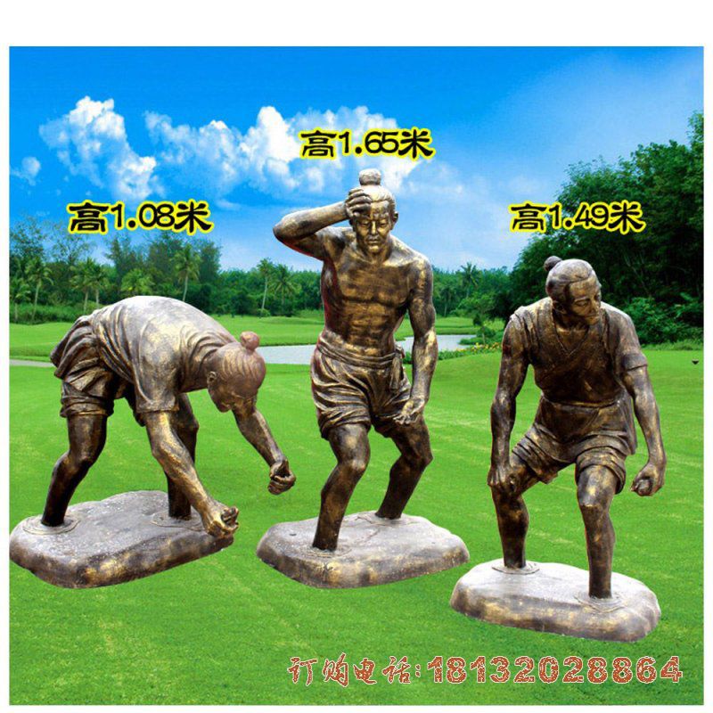 插秧的古代人物铜雕，古代农耕人物铜雕