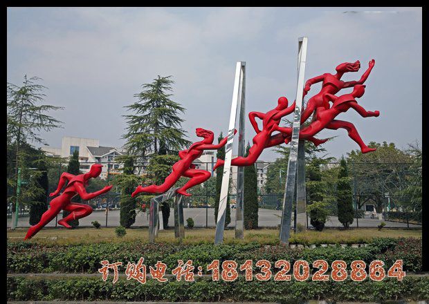 不锈钢抽象人物赛跑雕塑  不锈钢公园景观雕塑 (2)