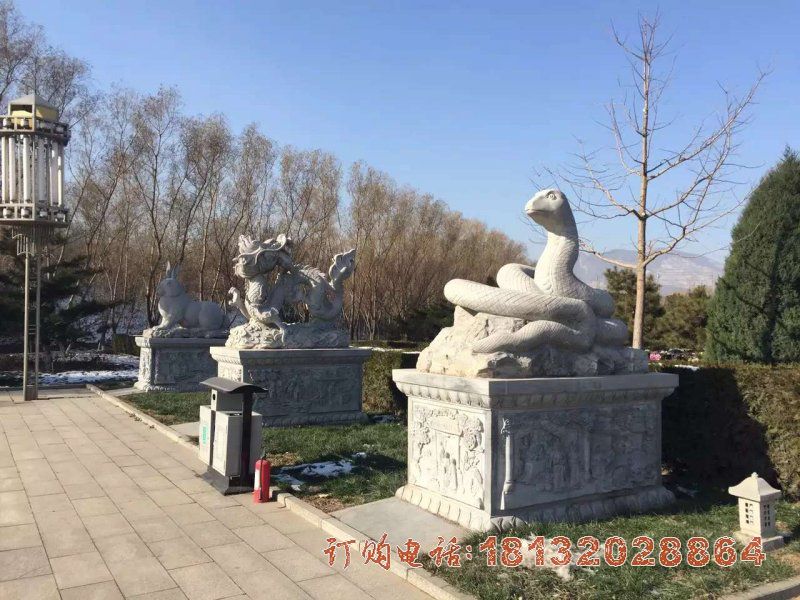大理石生肖动物雕塑