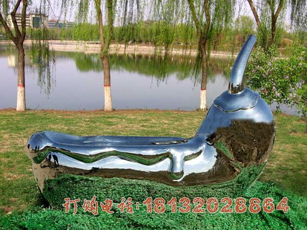 不锈钢抽象辣椒雕塑 公园景观雕塑