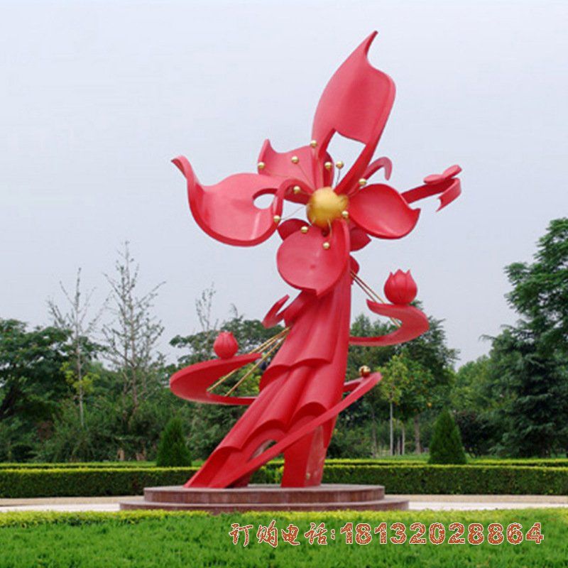 不锈钢抽象花开盛世雕塑