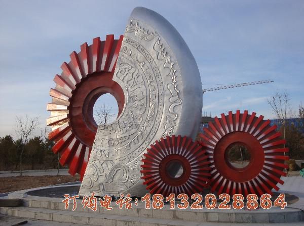 不锈钢抽象齿轮雕塑企业景观雕塑