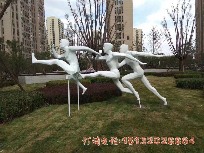 不锈钢抽象跨栏人物雕塑