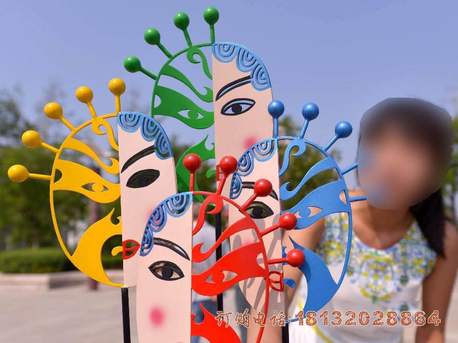 不锈钢抽象脸谱雕塑，广场不锈钢雕塑